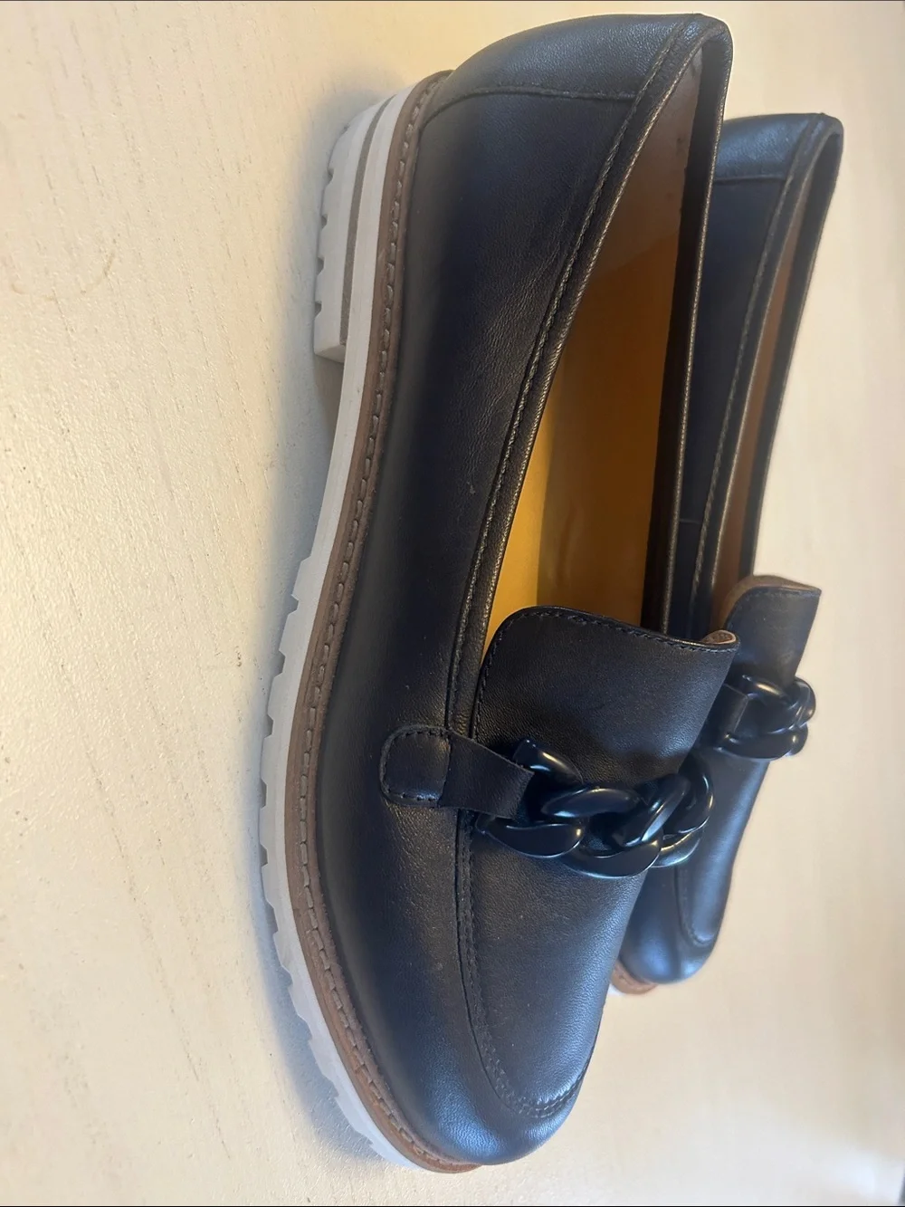 Navy blue slip-on loafers from Talbots.